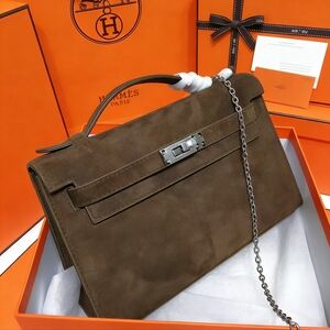 <AUTHENTIC>Hermès Kelly Cut Clutch in Brown